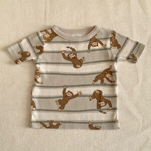 Curious George Character Gray & White Top Short Sleeve T-Shirt 9-12 Months